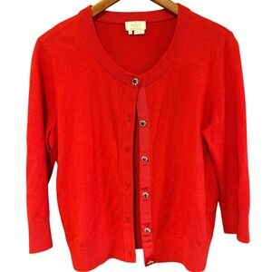 Kate Spade cardigan Large red jewel buttons wool‎ cashmere blend